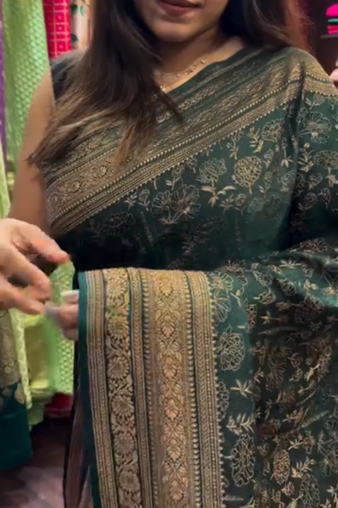 Bottle Green Silk Saree