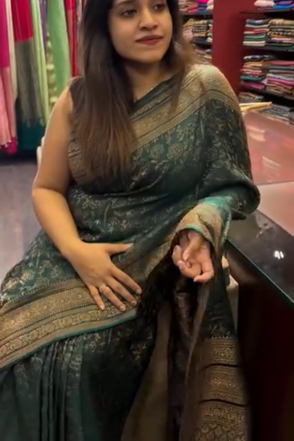 Bottle Green Silk Saree