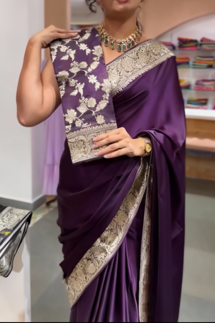 Deep Plum Silk Saree