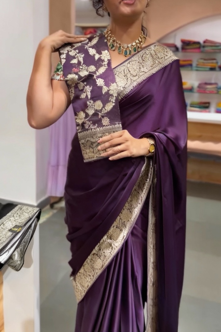 Deep Plum Silk Saree