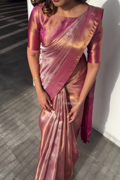 Shimmering Rose Silk Saree